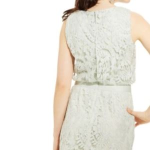 SLEEVELESS ILLUSIONS LACE BLOUSON BELTED DRESS